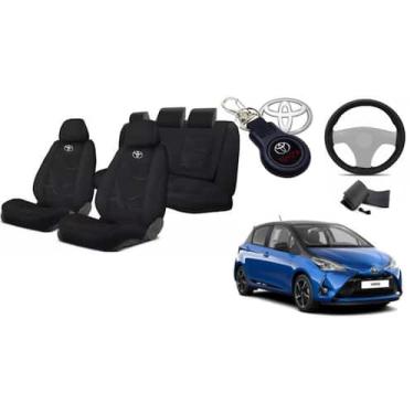 Imagem de Capas Sob Medida Personalizado Estofado Yaris 12-18 + Volante + Chavei