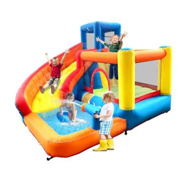 Imagem de Castelo Inflável 4 em 1 Grandão Ko com Tobogã e Piscina | Parque Aquático Infantil em Tecido Oxford Reforçado, Uso com Água ou Seco, Soprador Incluso, Ideal 3-7 Anos, Alta Resistência 110V