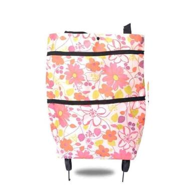 Imagem de Kit com 2 Carrinhos de Compras Dobráveis | Inclui Bolsa com Rodinhas | Conjunto Econômico para Mercado e Feira | Ideal para Famílias ou Substituição(rosa,1)