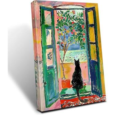 Imagem de Henri Matisse Impressões de arte de parede Matisse pôsteres de janela aberta imagens estéticas coloridas arte moderna tela natureza morta para quarto decoração de sala de estar moldura 90 x 70 cm (35