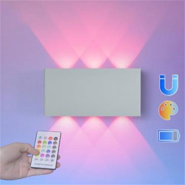 Imagem de Luminária de parede LED RGB Colors Arandela recarregável operada por bateria Luminária de parede com controle remoto Luminárias de parede internas Luminárias magnéticas para quarto Sala de e