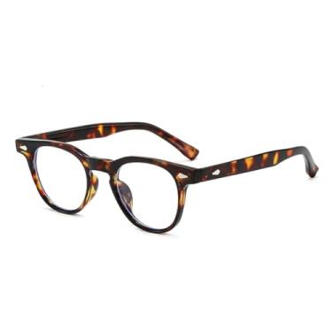 Imagem de Óculos de sol redondos retrô com rebite laranja e tartaruga, moda feminina e masculina, lentes azuis pequenas (9)