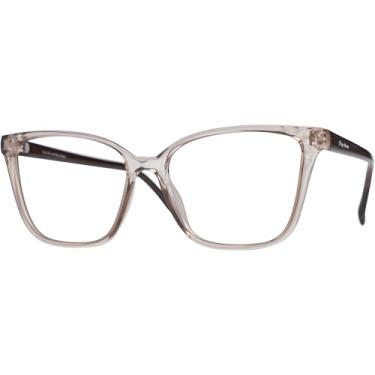 Imagem de Armação de Óculos Feminino Para Grau Formato Borboleta Gatinho Transparente Castanho Village Heaven 91051