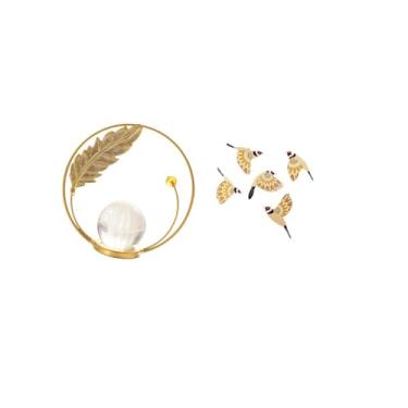 Imagem de Fenteer Escultura de Bola de Pássaro de Cristal, Estatueta de Metal, Mesa, Ornamento Interno, Estátua, Suporte, Arte de Parede de Madeira, Presente de Inaugur