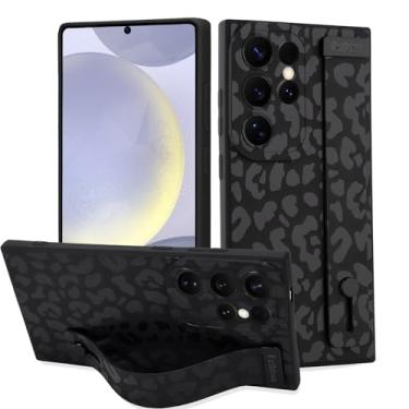 Imagem de LSL Capa para Samsung Galaxy S24 Ultra com alça de dedo para mulheres e meninas, linda capa de telefone leopardo com suporte de pulseira, capa fina protetora de silicone à prova de choque para câmera