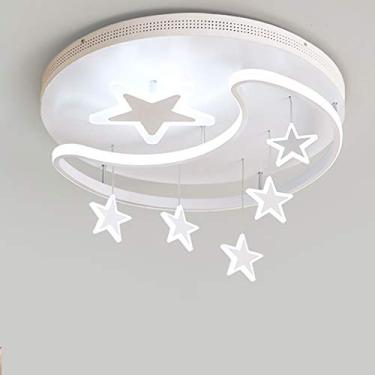 Imagem de Luminária de teto LED Estrela Lua Iluminação de teto Regulável Luzes de berçário para meninos Abajur de acrílico Luz pendente Luminária de teto circular Moderna Sala de estar Quarto Lustre i