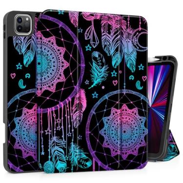 Imagem de Tuiklol Capa para iPad Pro 11 geração 1/2/3/4 2022, 2021, 2020, 2018, capa inteligente magnética com capa traseira de poliuretano macio, suporte para lápis (suporta iPad Pencil 2º carregamento), despertar/dormir automático para crianças, sino de vento