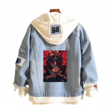 Imagem de Jaqueta jeans casual com impressão digital Naruto Uchiha Itachi