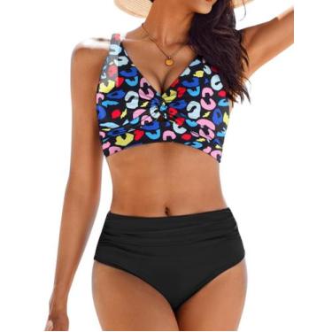 Imagem de Conjunto de biquíni AI'MAGE, macacão de cintura alta franzido para mul