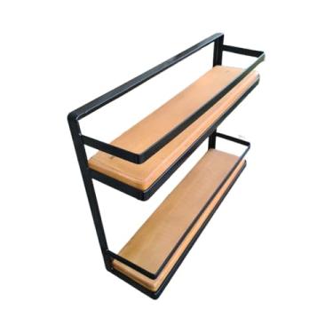 Imagem de Prateleira Porta Condimentos em Ferro e Madeira Rústico(2 Andares)