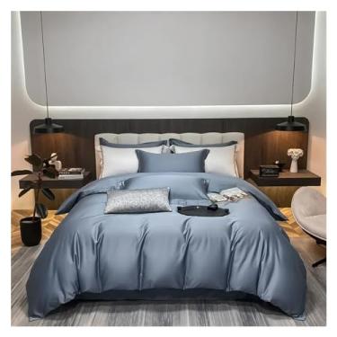 Imagem de Jogo de cama de luxo 100% algodão 400TC conjunto de capa de edredom solteiro queen king capa de colcha com fronha conjunto de 3 peças (2 queen)