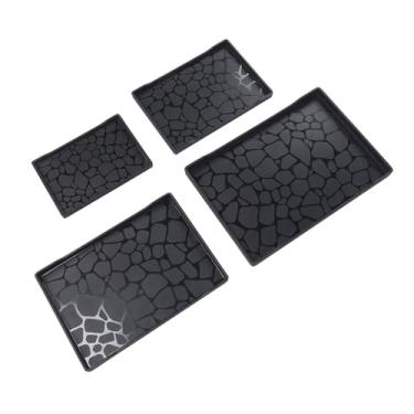 Imagem de Irfora Bandeja de Servir de Plástico, Bandejas de Frutas Retangulares Multifuncionais Leves, Conjunto de Travessas para Lanche de chá, Bandeja de Armazenamento, Design Simples e (Preto)