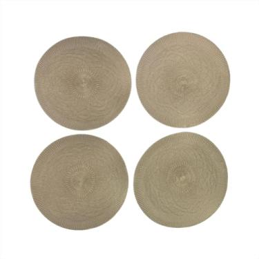 Imagem de Jogo Americano Descanso de Pratos 38 CM Mesa Posta Souspla Americano 4 Unidades Luxo Poliester Bege e Cinza