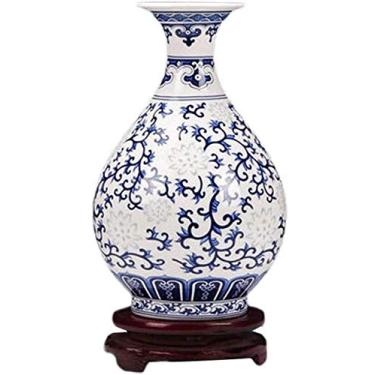 Imagem de Vaso de cerâmica artesanal com base rotativa, acessórios de hotel de escritório (24 x 13 cm) para flores