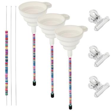 Imagem de 3 peças de funil de contas, kit de ferramentas de contas de argila com 3 agulhas e grampo de miçangas, kit de fabricação de pulseiras para fazer joias, colares (1 conjunto)