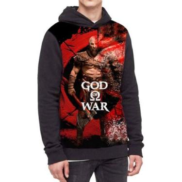 Imagem de Moletom Com Capuz God Of War Deus Da Guera Ref:479 - smoke, Preto, G