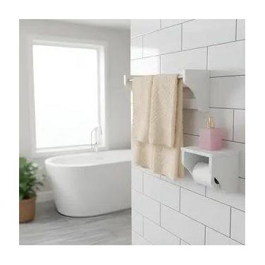 Imagem de Kit Acessórios para Banheiro Conjunto 2 peças Porta Toalhas Papel Higi