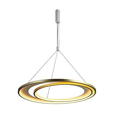 Imagem de PENDENTE LOOP BRANCO E DOURADO (D)82 + 62CM (A)2,2CM 1X76W 3000K 2280LM LED