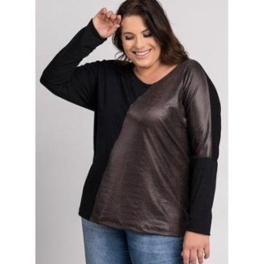 Imagem de Blusa Feminina Manga Longa Morcego Plus Size Visco Detalhe Animal Print - Serena-Feminino