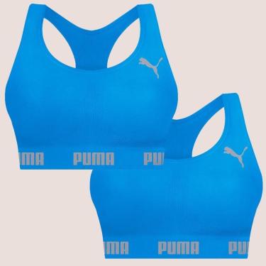 Imagem de Kit Com 2 Tops Puma Nadador Sem Costura E Sem Bojo Fitness Fit Para Academia Corrida Treino-Feminino