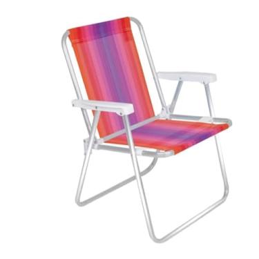 Imagem de Cadeira De Praia Alta Alumínio Super Resistente Praia Verão Piscina Dobrável (Feminino (Ex: Rosa))