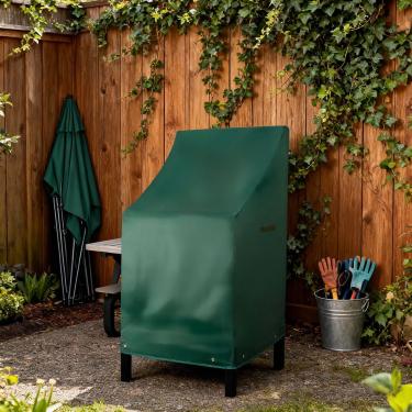 Imagem de Capas para cadeiras de pátio RosieLily para uso ao ar livre, capa empilhável para cadeiras de bar 420D, capas para móveis à prova d'água, durável, tecido Oxford grosso de PVC durável, verde (C 70 x P 70 x A 125 cm, 1 pacote)