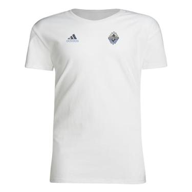 Imagem de adidas Camiseta infantil unissex pré-jogo, branco/Vancouver Whitecaps, Branco/Vancouver Whitecaps, P