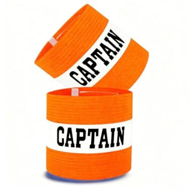 Imagem de Braçadeira clássica do capitão, braçadeiras ajustáveis para líderes (unissex) – Ideal para competições de futebol, basquete, vôlei e times escolares (laranja)