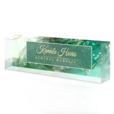 Imagem de placa de identificação acrílica personalizada, Placa de nome personalizada para mesa, Decoração de mesa, presente de escritório para colegas, chefes, professores