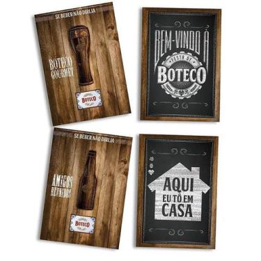 Imagem de Quadros Decorativos Boteco - 4 Unidades para Decoração de Festas - no-