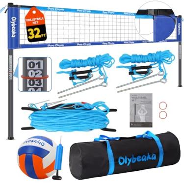 Imagem de Olybeaka Conjunto De Rede Vôlei Profissional Para Uso Externo, Ideal Praia E Quintal, Com Postes Ajustáveis Resistentes, Durável, Poliuretano Bomba, Bolsa Transporte