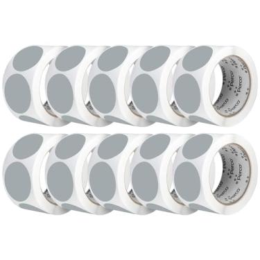 Imagem de Perco Etiquetas adesivas de bolinhas perfuradas cinza de 5 cm — 10 rolos, 5.000 adesivos redondos — com adesivo permanente para organização, codificação de cores, etiquetagem de caixote e alertas de