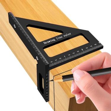 Imagem de Régua de medição multiângulo 3D, transferidor quadrado de liga de alumínio de 45-90 graus, régua de linha de desenho de triângulo de esquadria, ferramenta de medição de alta precisão, preta