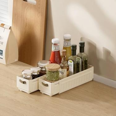 Imagem de 2 caixas de armazenamento dobráveis de cozinha, caixas expansíveis de plástico para organização, ajustáveis de 28 a 48 cm, separadores, divisórias para quarto, utensílios de cozinha, ferramentas e