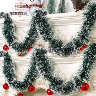 Imagem de 1 peça 2 m fitas de tinsel de Natal guirlanda de fita de bengala verde para pendurar em árvore de Natal, enfeite de guirlanda de pendurar para decoração de festa de casamento (estilo 2)