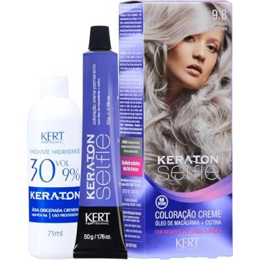 Imagem de Keraton Coloração Permanente Em Creme Para Cabelos Com Cistina E Óleo De Macadâmia Selfie 50G Nº 9.8 Louro Muito Claro Pérola