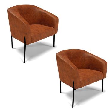 Imagem de Poltrona Pé De Ferro Preto Kit 2 Stella Corano Nozes D03 - D'rossi