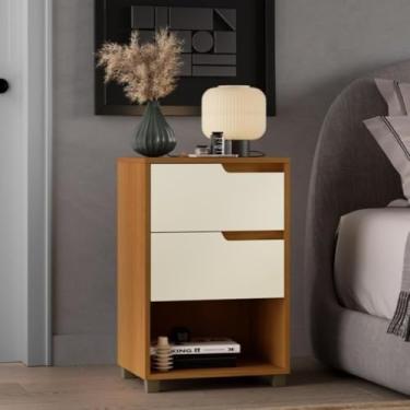 Imagem de Mesa de Cabeceira 2 Gav Toledo Nature/champanhe Mdf Casamia