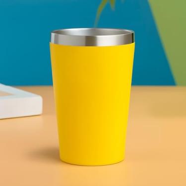 Imagem de Copo Térmico de Aço Inox, 120ml, Design Tulipa, Parede Dupla, 11cm Altura, Para Cerveja e Bebidas Geladas (Amarelo)