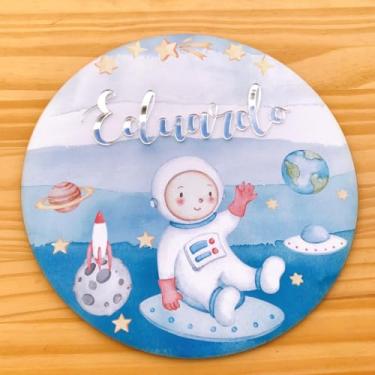 Imagem de Porta Maternidade Astronauta 1 mdf Nome Espelhado