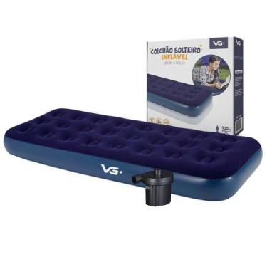 Imagem de Colchão Solteiro Inflável + Bomba De Ar Elétrica 220v Vg Plus