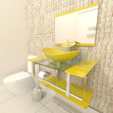 Imagem de Gabinete de Vidro 70cm para Banheiro Irlanda - EKASA, Amarelo