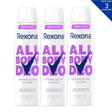 Imagem de Kit Com 3 Desodorantes Corporais Rexona Feminino 150ml, Spring Glow