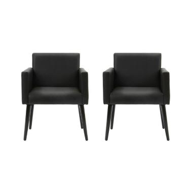 Imagem de Kit 2 Poltronas Luca Estilo Retrô Decorativa - Preto - Cor: Preto