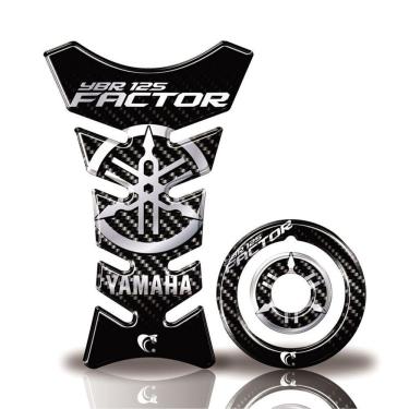 Imagem de Kit Protetor Tanque Adesivo Moto Yamaha Factor Ano +2016 Carbono Preto
