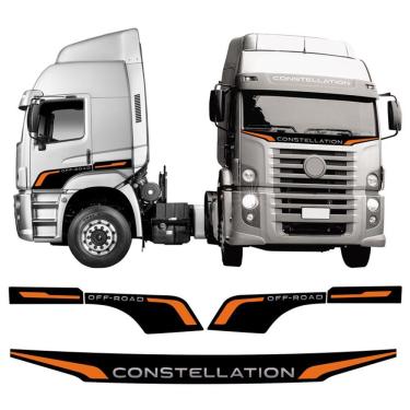 Imagem de Kit Faixas Para Caminhão Constellation 2023 Laranja Genérico Preto