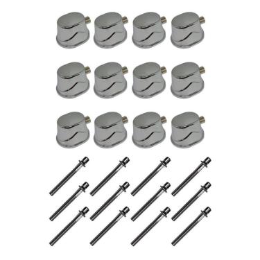 Imagem de Kit 12 Canoas Tom Caixa Cromo 19.4 + 12 Parafusos 51X 6Mm M6