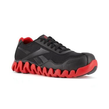 Imagem de Reebok Sapato masculino Work com zíper e bico composto, atlético, trabalho, segurança, casual, preto, vermelho, Vermelho, 10