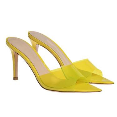 Imagem de Sandálias femininas RYNKOMA com bico aberto transparente e salto agulh