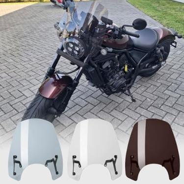 Imagem de WOOGA Substituição da viseira do para-brisas da carenagem dianteira da motocicleta para HO&N&DA Rebel CMX 1100 CMX1100 21-25 acessórios do protetor de vento (transparente)